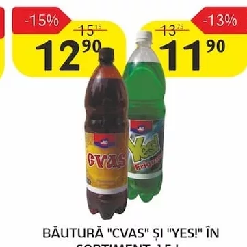 BĂUTURĂ "CVAS" ȘI "YES!" ÎN SORTIMENT, 1,5 L.