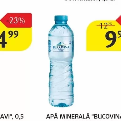 APĂ MINERALĂ "BUCOVINA" ÎN SORTIMENT, 0,5 L.