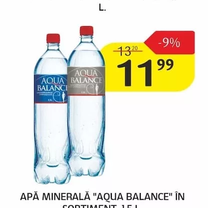 APĂ MINERALĂ "AQUA BALANCE" ÎN SORTIMENT, 1,5 L.