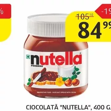 CIOCOLATĂ "NUTELLA", 400 G.
