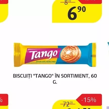 BISCUITI "TANGO" ÎN SORTIMENT, 60 G.
