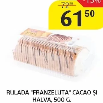RULADĂ "FRANZELUȚA" CACAO ȘI HALVA, 500 G.
