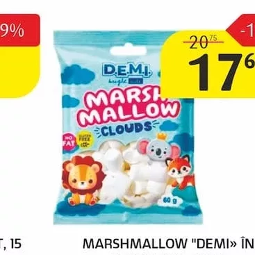 MARSHMALLOW "DEMI" ÎN SORTIMENT, 60 G.