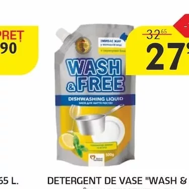 DETERGENT DE VASE "WASH & FREE" ÎN SORTIMENT, 0,5 L.