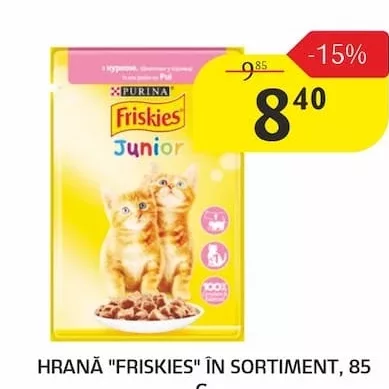 HRANĂ "FRISKIES" ÎN SORTIMENT, 85 G.