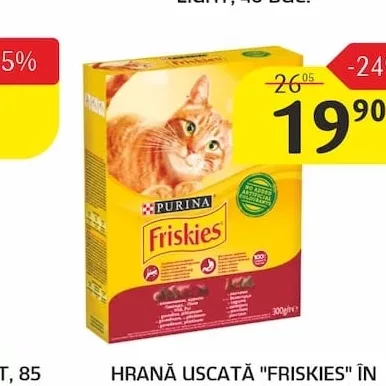 HRANĂ USCATĂ "FRISKIES" ÎN SORTIMENT, 0,3 KG.
