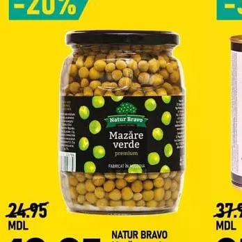 NATUR BRAVO Mazăre verde 720g