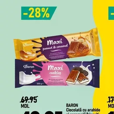 BARON Ciocolată cu arahide și caramel/biscuiți 240/260g