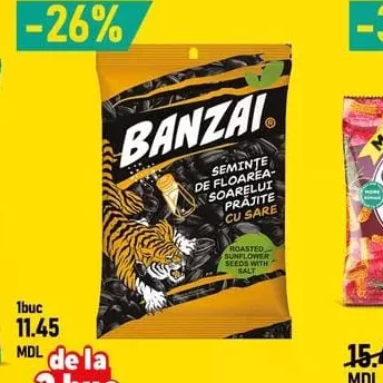 BANZAI Semințe de floarea soarelui cu sare 130g