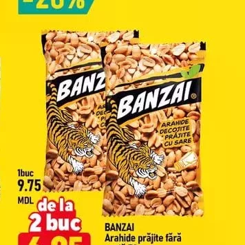 BANZAI Arahide prăjite fără coajă 70g