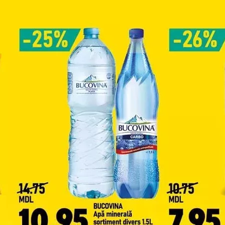 BUCOVINA Apă minerală sortiment divers 1.5L