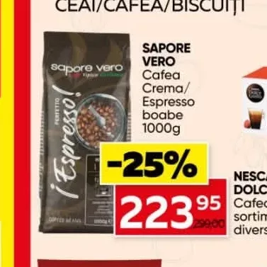 SAPORE VERO Cafea Crema/Espresso boabe 1000g