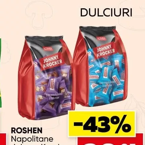 ROSHEN Napolitane Johnny Krocker ciocolată/lapte/cocos 350g