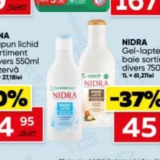 NIDRA Gel-lapte de baie sortiment divers 750ml 1L = 61,27lei