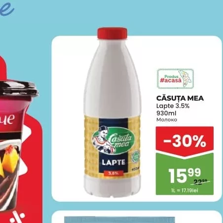 CĂSUȚA MEA Lapte 3,5% 930ml