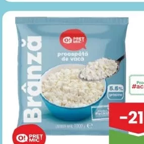 Brânză proaspată de vaci 5,5% 1kg