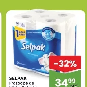 SELPAK Prosoape de hârtie 3+1 role