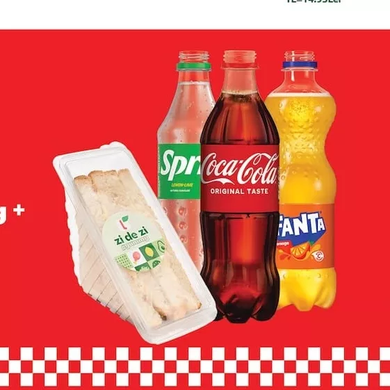 COMBO ZIDEZI Sandwich triunghi cu pui 140g + Băutură COCA COLA/ SPRITE/ FANTA sortiment divers 0.5L