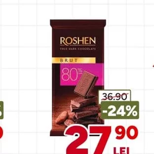 Ciocolată neagră Brut 80% Roshen, 85g