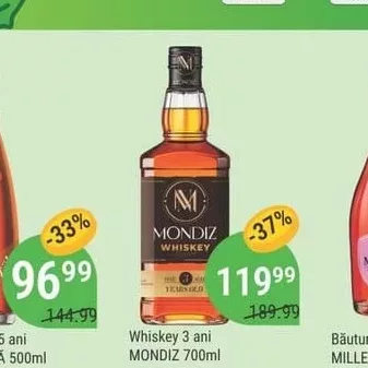 Whiskey 3 ani MONDIZ 700ml
