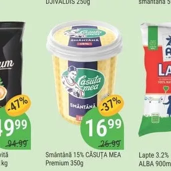 Smântână 15% CĂSUȚA MEA Premium 350g