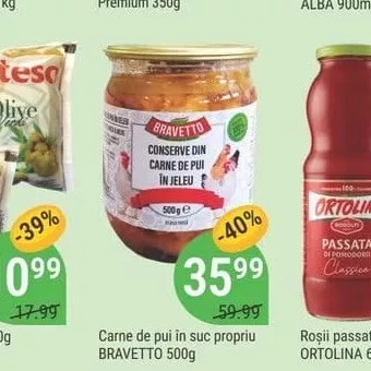 Carne de pui în suc propriu BRAVETTO 500g