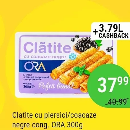 Clătite cu piersici/coacăze negre cong. ORA 300g