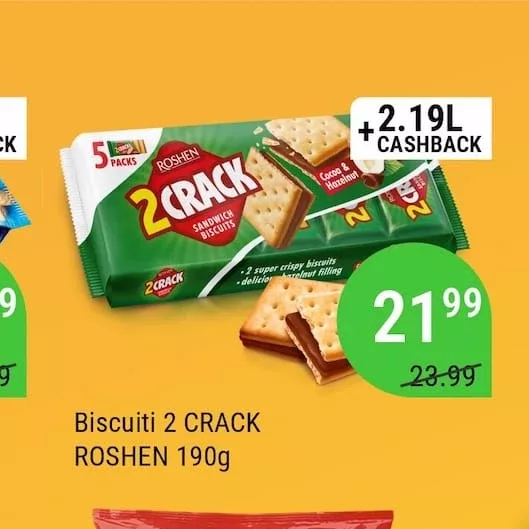 Biscuiți 2 CRACK ROSHEN 190g