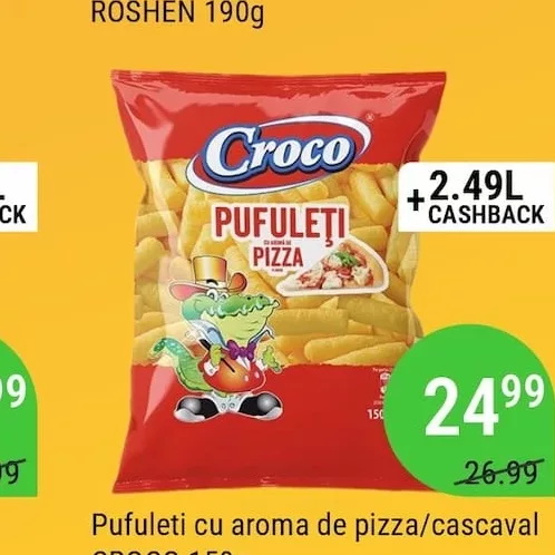 Pufuleti cu aroma de pizza/cascaval CROCO 150g
