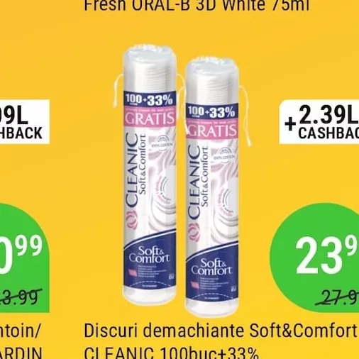 Discuri demachiante Soft&Comfort CLEANIC 100buc+33%
