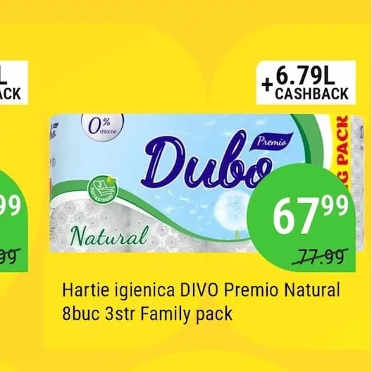 Hartie igienica DIVO Premio Natural 8buc 3str Family pack