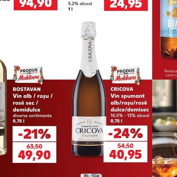CRICOVA Біле/червоне/рожеве ігристе вино солодке/напівсухе 10,5% - 13% алк. 0,75 л