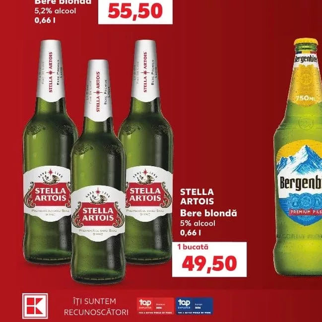 STELLA ARTOIS Bere blondă 5% alcool 0,66 l