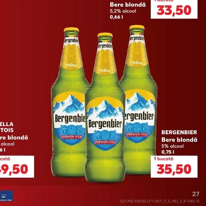 BERGENBIER Bere blondă 5% alcool 0,75 l