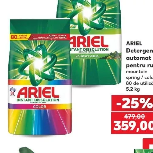 ARIEL Detergent automat pentru rufe mountain spring / color 80 de utilizări 5,2 kg
