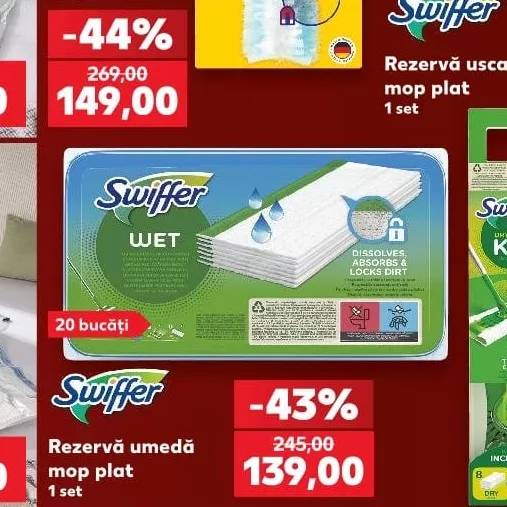Swiffer WET Rezervă umedă mop plat 20 bucăți