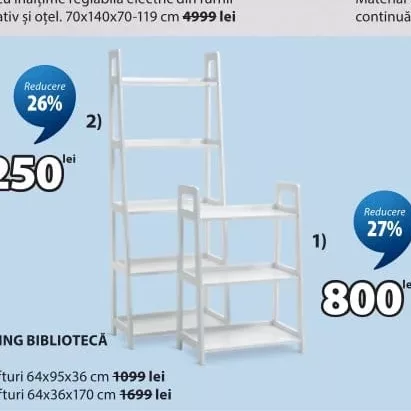 BIBLIOTECĂ HERNING 2) 5 rafturi 64x36x170 cm