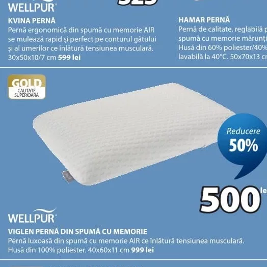 WELLPUR VIGLEN ПОДУШКА ИЗ ПАМЯТИ ПЕНЫ