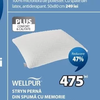WELLPUR STRYN PERNĂ DIN SPUMĂ CU MEMORIE