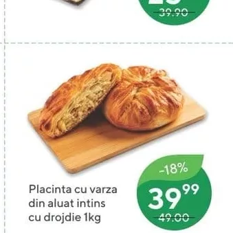 Placinta cu varza din aluat intins cu drojdie 1kg