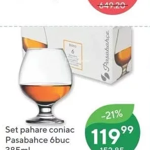 Set pahare coniac Pasabahce 6buc 385ml
