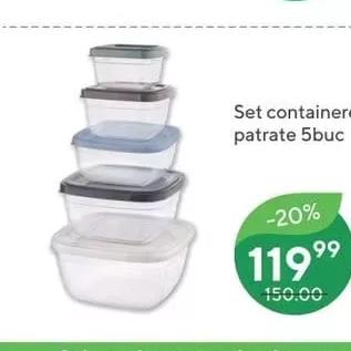 Set containere patrate 5buc