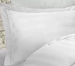 BLAKIT Damasc Lenjerie pentru pat, set 2 persoane, 100% bumbac, alb, dungi