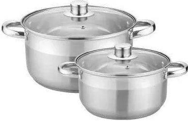 RAINSTAHL Set cratițe din inox cu capace din sticlă, 4 piese, 18/22 cm