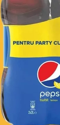 PEPSI Twist lămâie Băutură carbogazoasă, set 2×2 L; +4.59 L cashback (10%) în monede My Local; scanează cardul din app înainte de plată; doar produse din broșură cu preț verde la raft