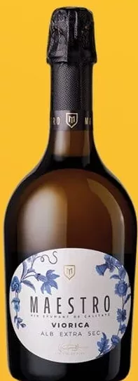 MAESTRO Vin spumant Viorica alb extra sec/Suave alb dulce, 750 ml; +15.39 L cashback (10%) în monede My Local; scanează cardul din app înainte de plată; doar produse din broșură cu preț verde la raft