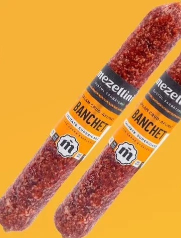 MEZELLINI Salam Banchet c/a, 1 kg; +37.29 L cashback (10%) în monede My Local; scanează cardul din app înainte de plată; doar produse din broșură cu preț verde la raft
