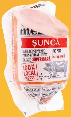 MEZELLINI Șuncă Originală de porc, 1 kg; +18.79 L cashback (10%) în monede My Local; scanează cardul din app înainte de plată; doar produse din broșură cu preț verde la raft