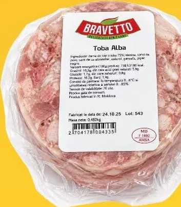 BRAVETTO Tobă albă, 1 kg; +7.99 L cashback (10%) în monede My Local; scanează cardul din app înainte de plată; doar produse din broșură cu preț verde la raft