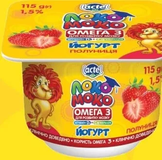 LOKO MOKO Iaurt cu căpșuni Omega 3, 1,5%, 115 g; +1.09 L cashback (10%) în monede My Local; scanează cardul din app înainte de plată; doar produse din broșură cu preț verde la raft